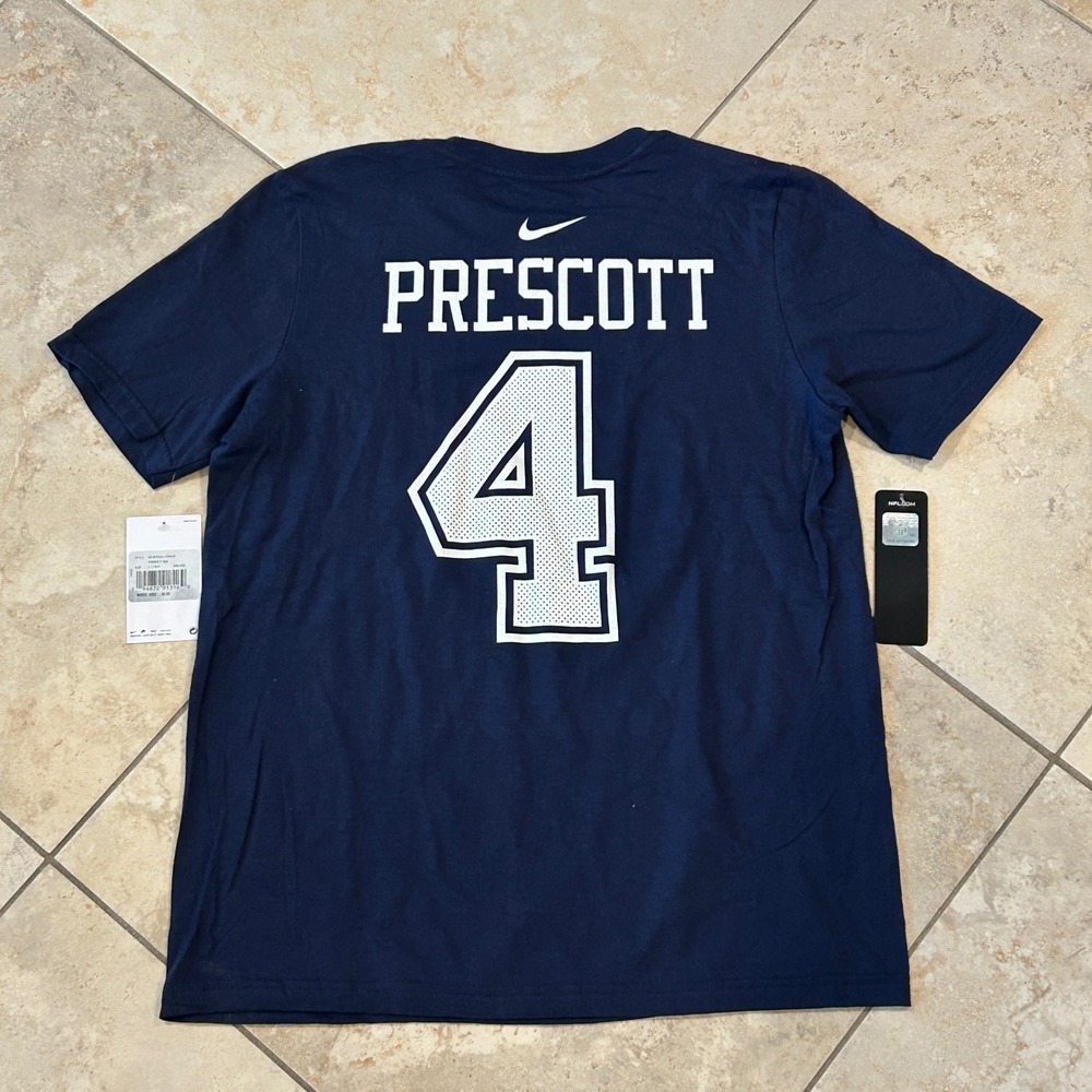 The Nike Tee Dallas Cowboys Shirt Kids L Navy Blue Dak Prescott NFL Player Tee